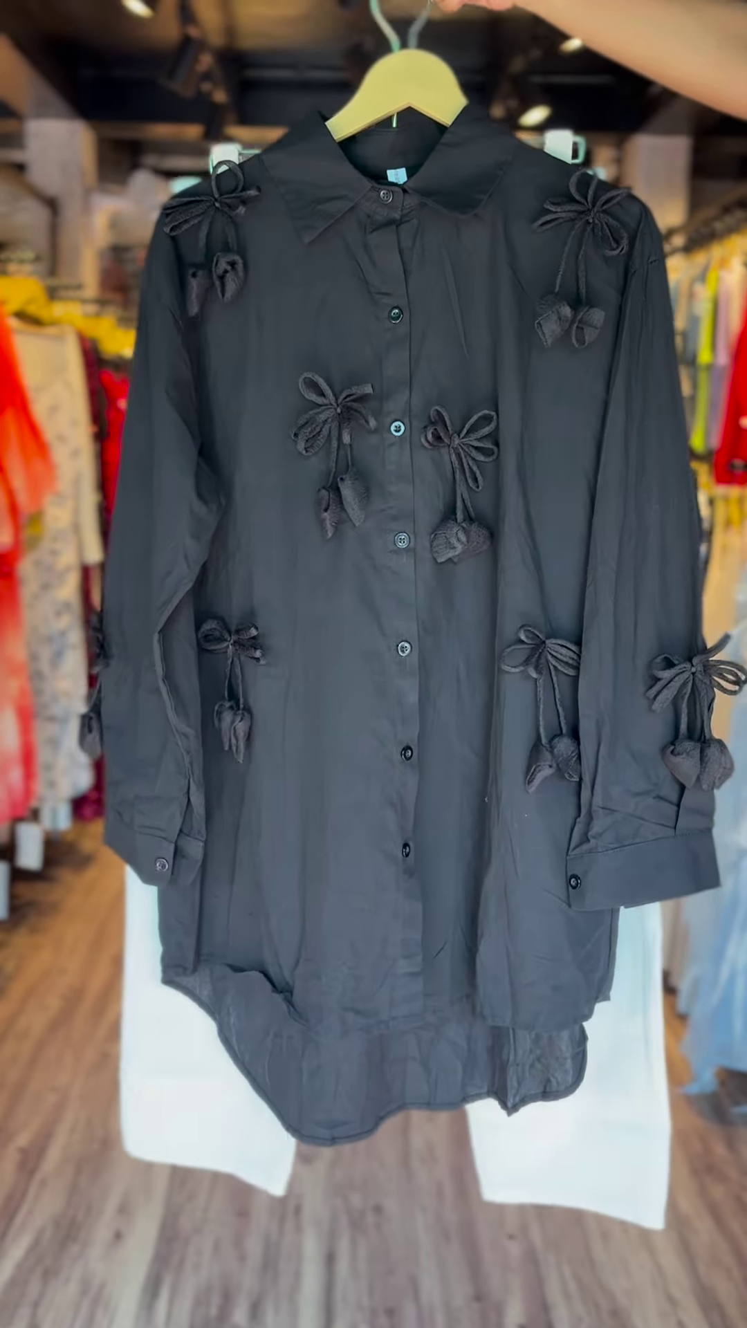 π€ Bowtique Charm β Black Bow-Embellished Shirt π