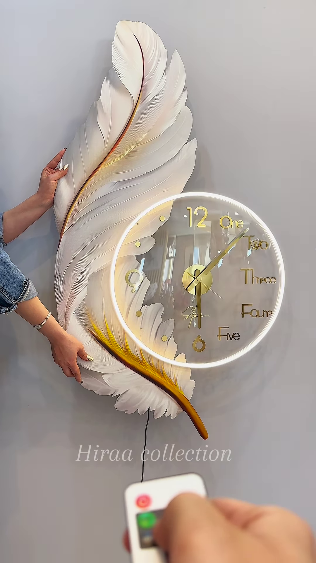 “Grace in Time: Feather-Inspired Designer Wall Clock”