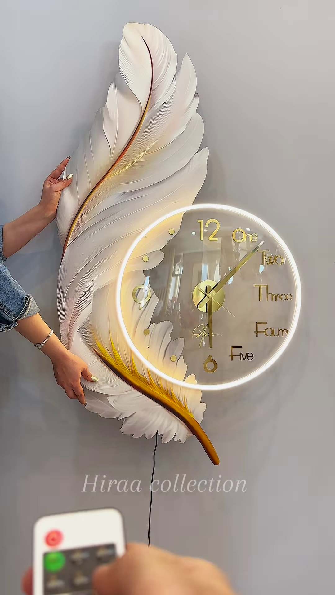 “Grace in Time: Feather-Inspired Designer Wall Clock”