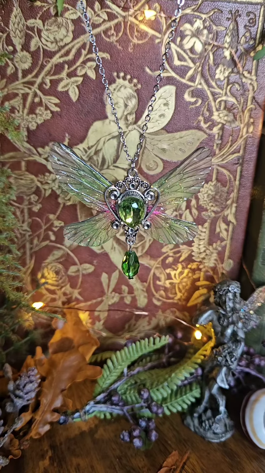 Fantasy Green Gem Fairy Wing Hair Comb”