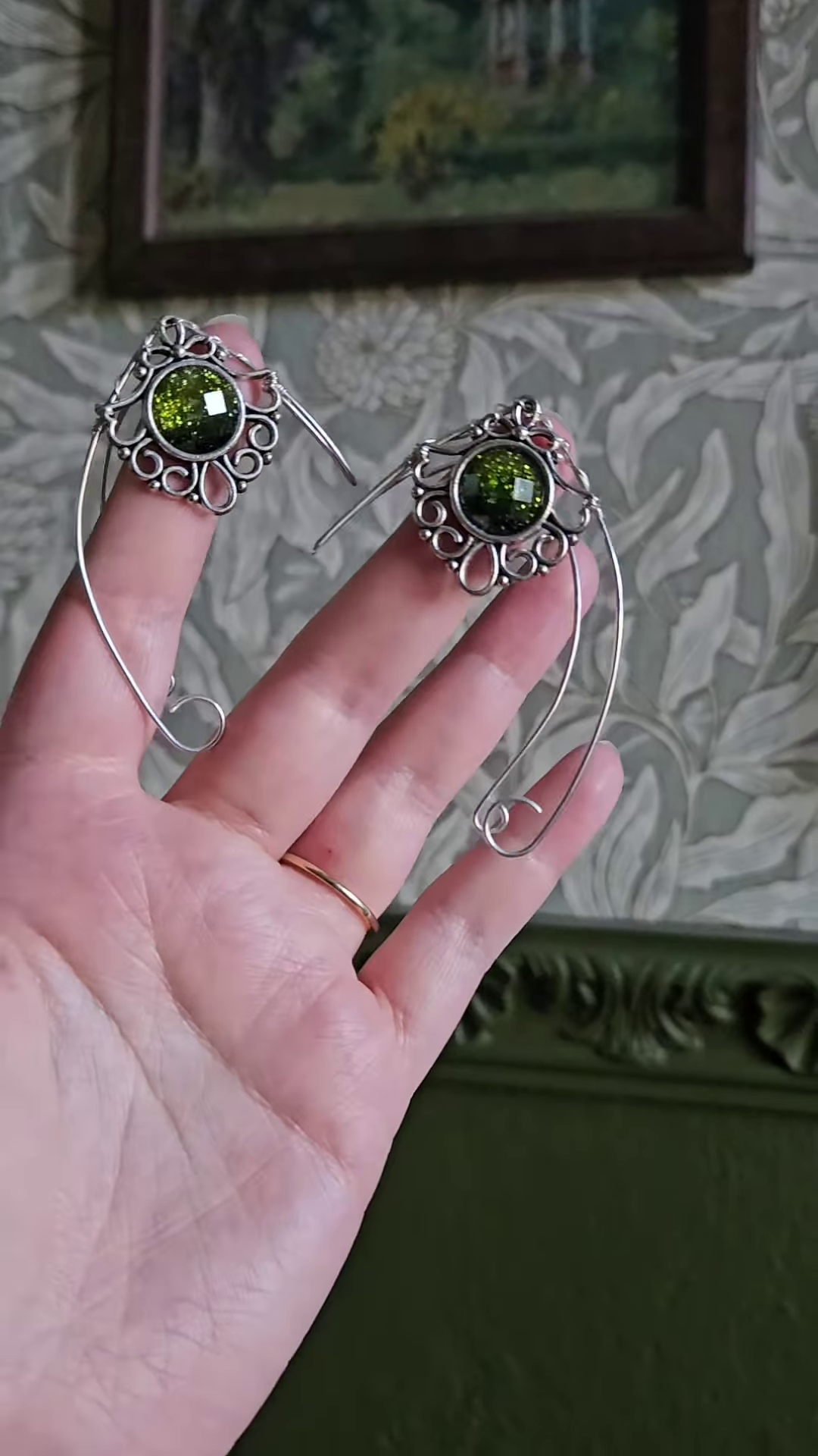 Fantasy Green Gem Fairy Wing Hair Comb”