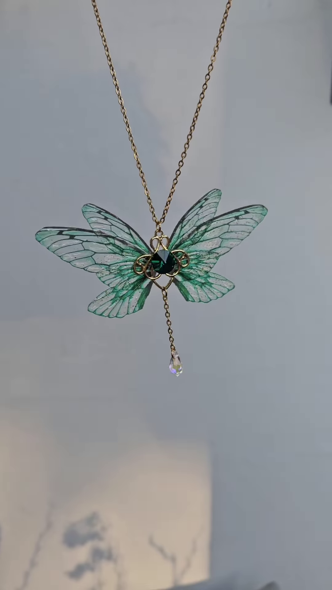 Fantasy Green Gem Fairy Wing Hair Comb”