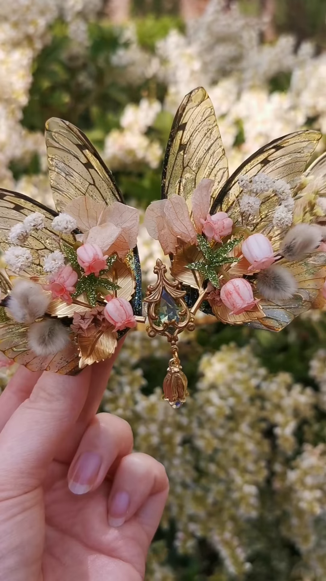 Fantasy Green Gem Fairy Wing Hair Comb”