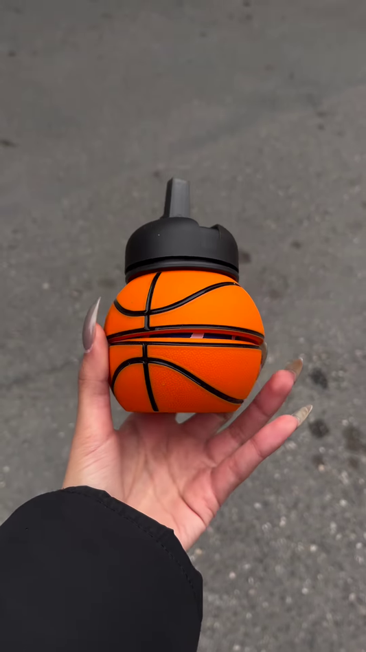 Fun Basketball-Shaped Water Bottle with Player Silhouettes