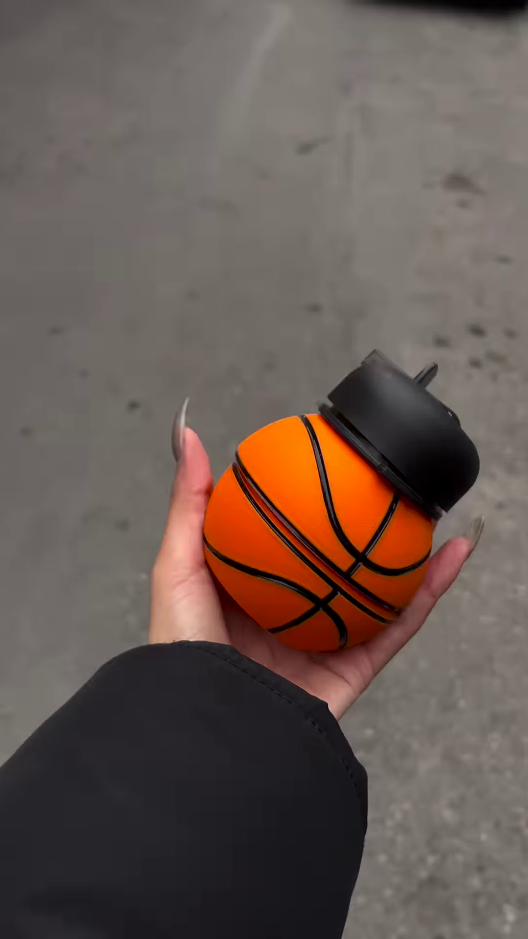 Fun Basketball-Shaped Water Bottle with Player Silhouettes