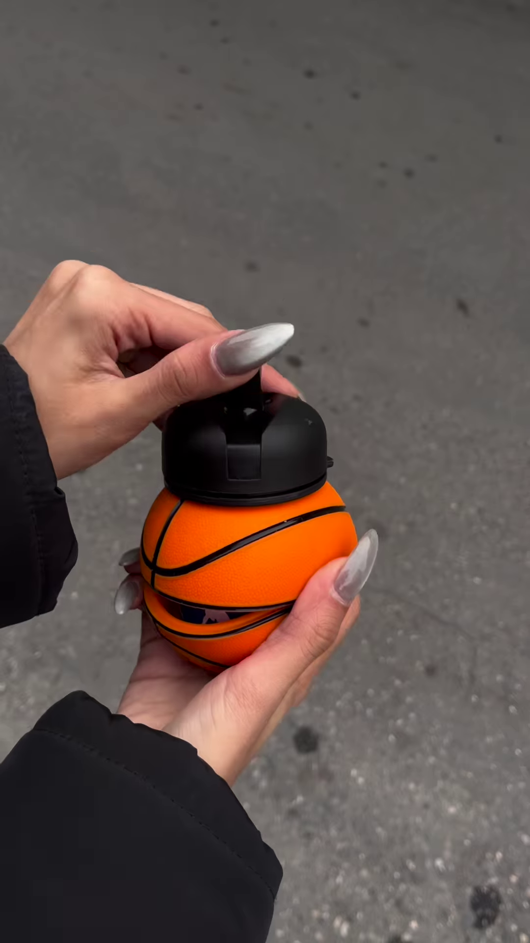 Fun Basketball-Shaped Water Bottle with Player Silhouettes