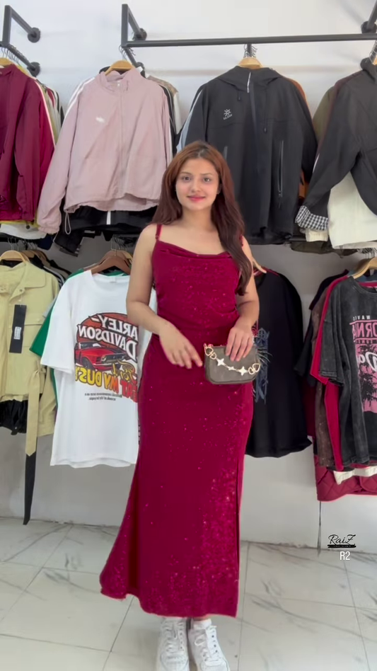 Elegant Red Midi Dress with Floral Detail