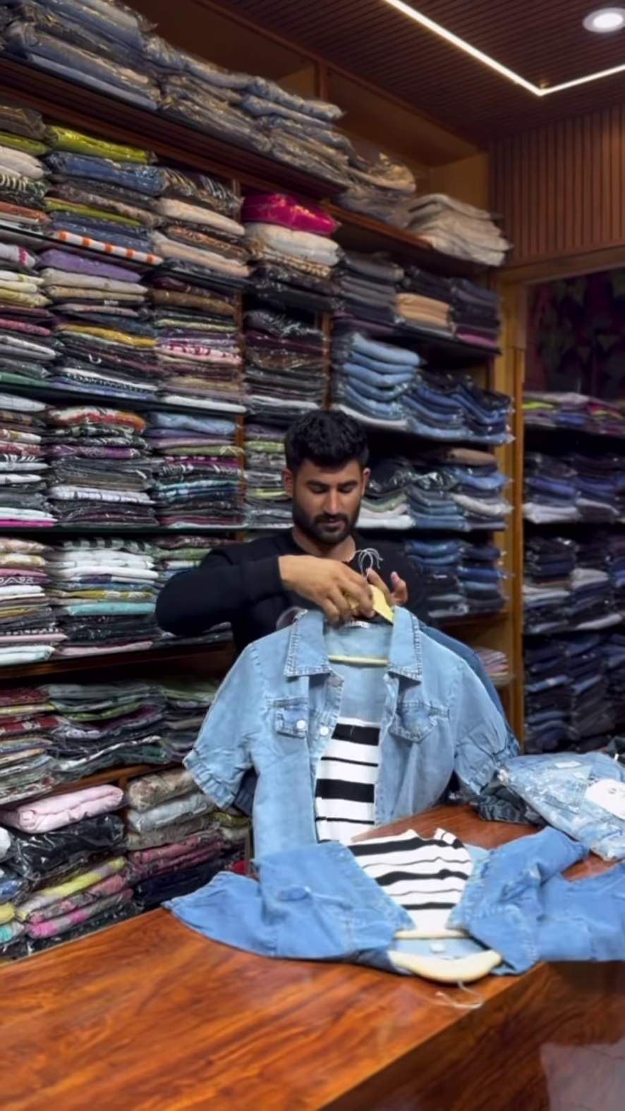 Classic Denim Button-Down Shirt with Chest Pocket and Long Sleeves for Men