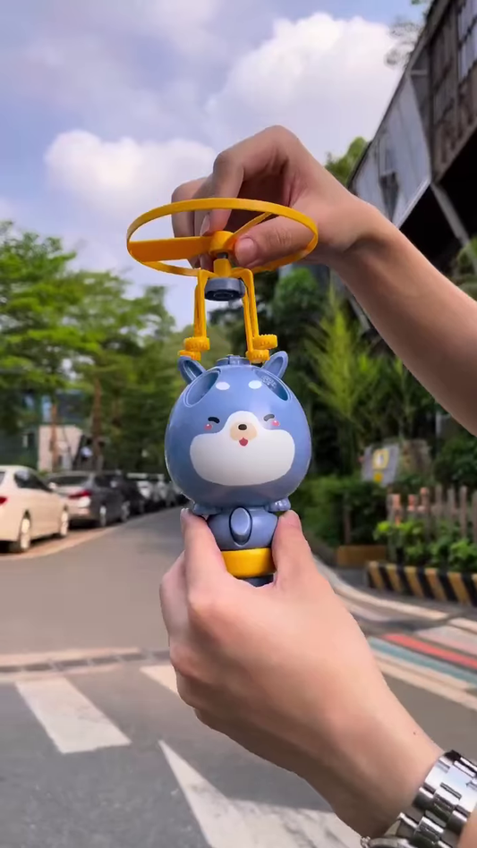Flying Bubble Launcher Toy – Cute Animal Design with Rotating Propeller