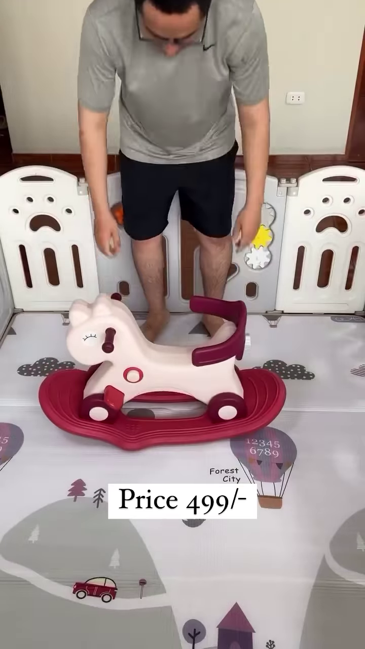 3-in-1 Rocking Horse Ride-On Toy – Convertible Baby Walker & Ride for Toddlers