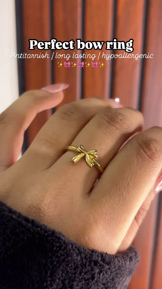 Elegant Gold-Toned Bow Ring – Anti-Tarnish, Long-Lasting, Hypoallergenic
