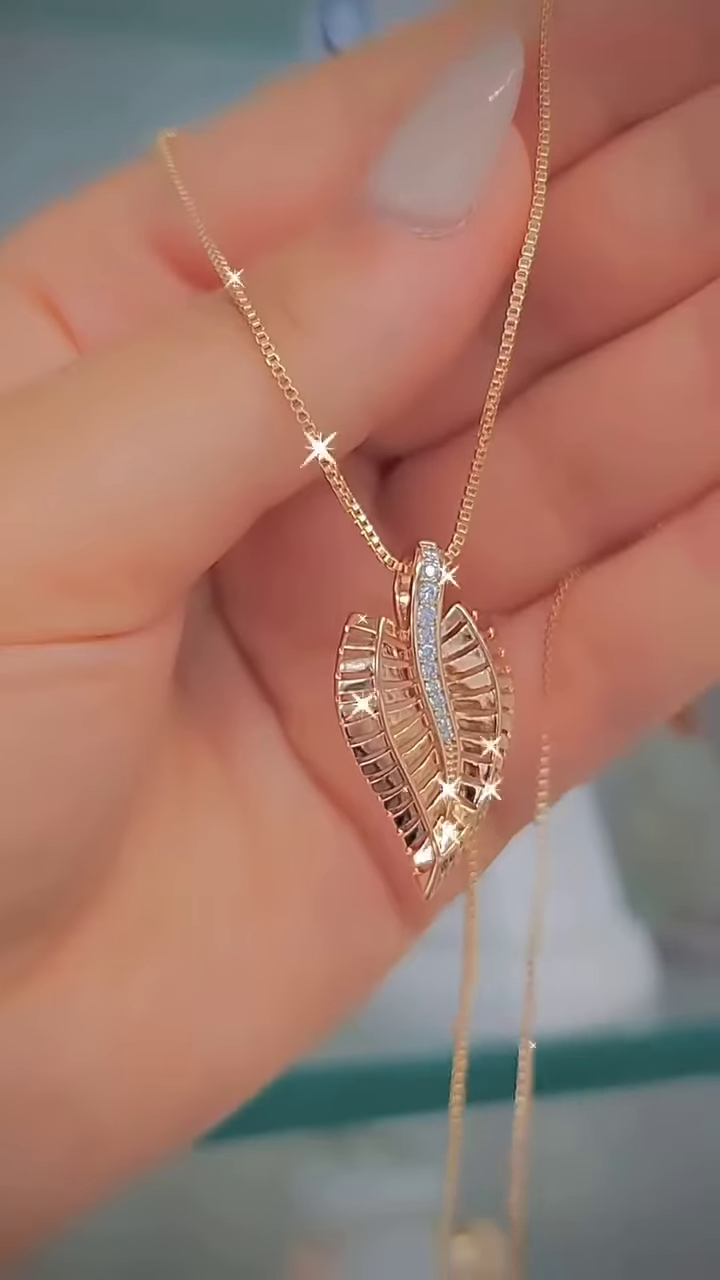 Elegant Rose Gold-Toned Double Heart Necklace with Sparkling Accents