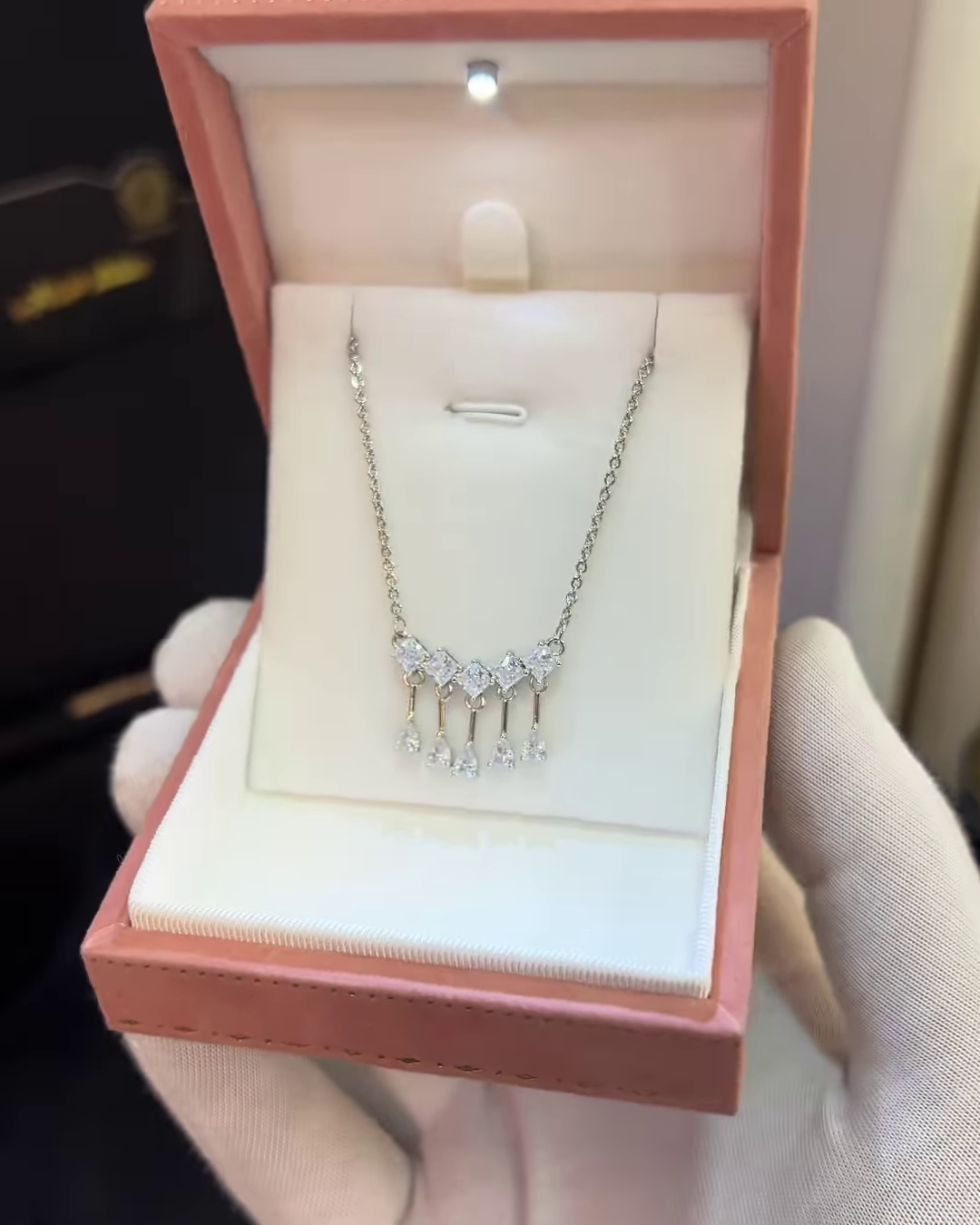 Elegant Sterling Silver Pampille Necklace with Sparkling CZ Drops