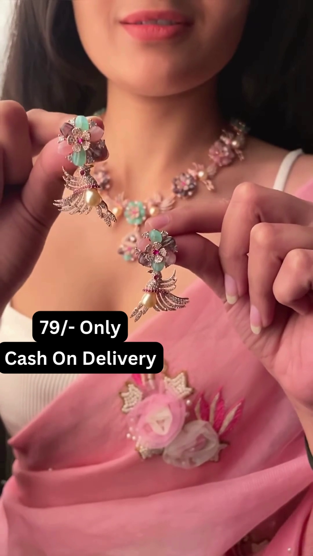Delicate Floral Statement Necklace with Pastel Gemstones and Pearl Accents