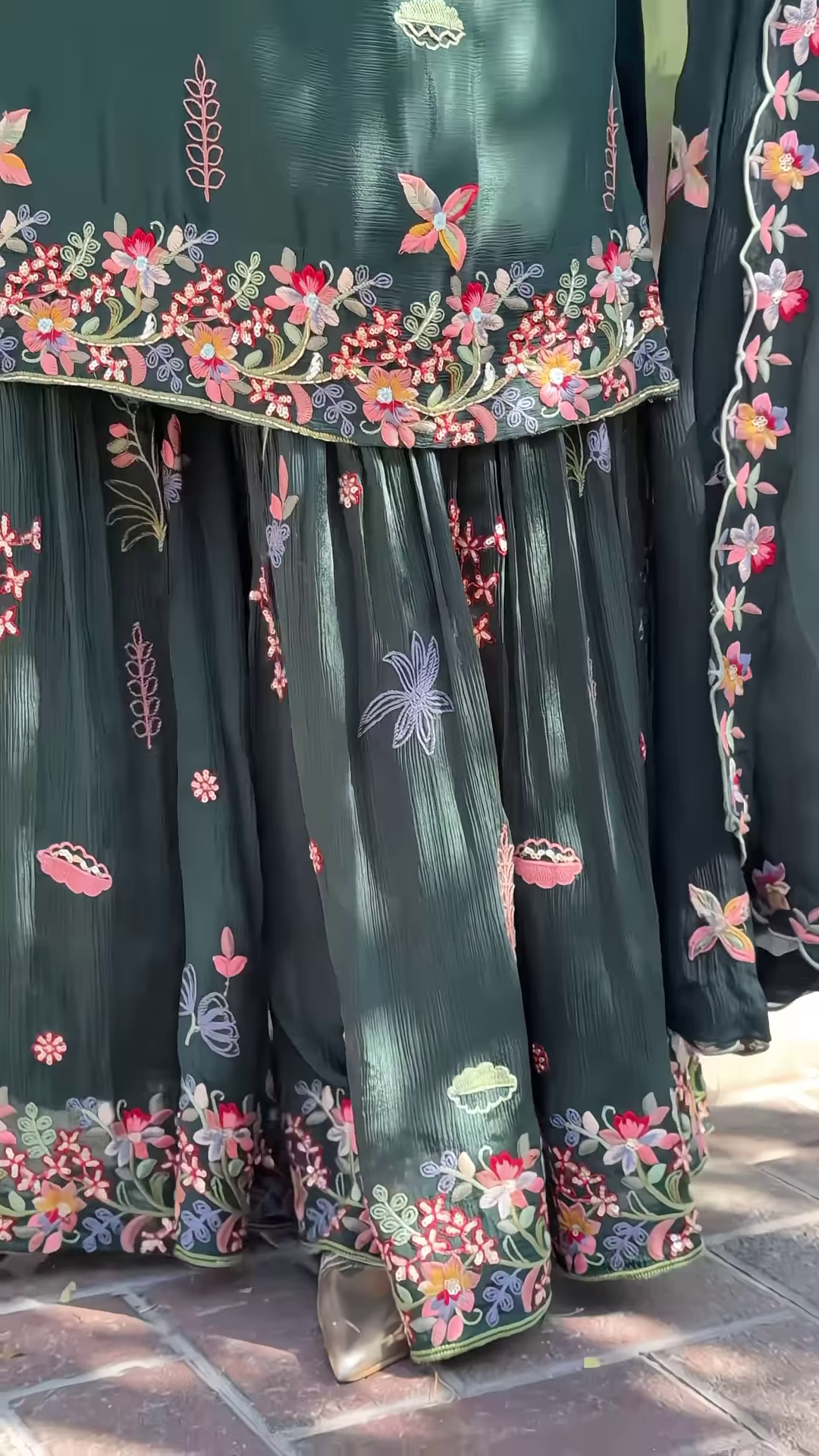 Elegant Embroidered Gharara Suit Set with Matching Dupatta