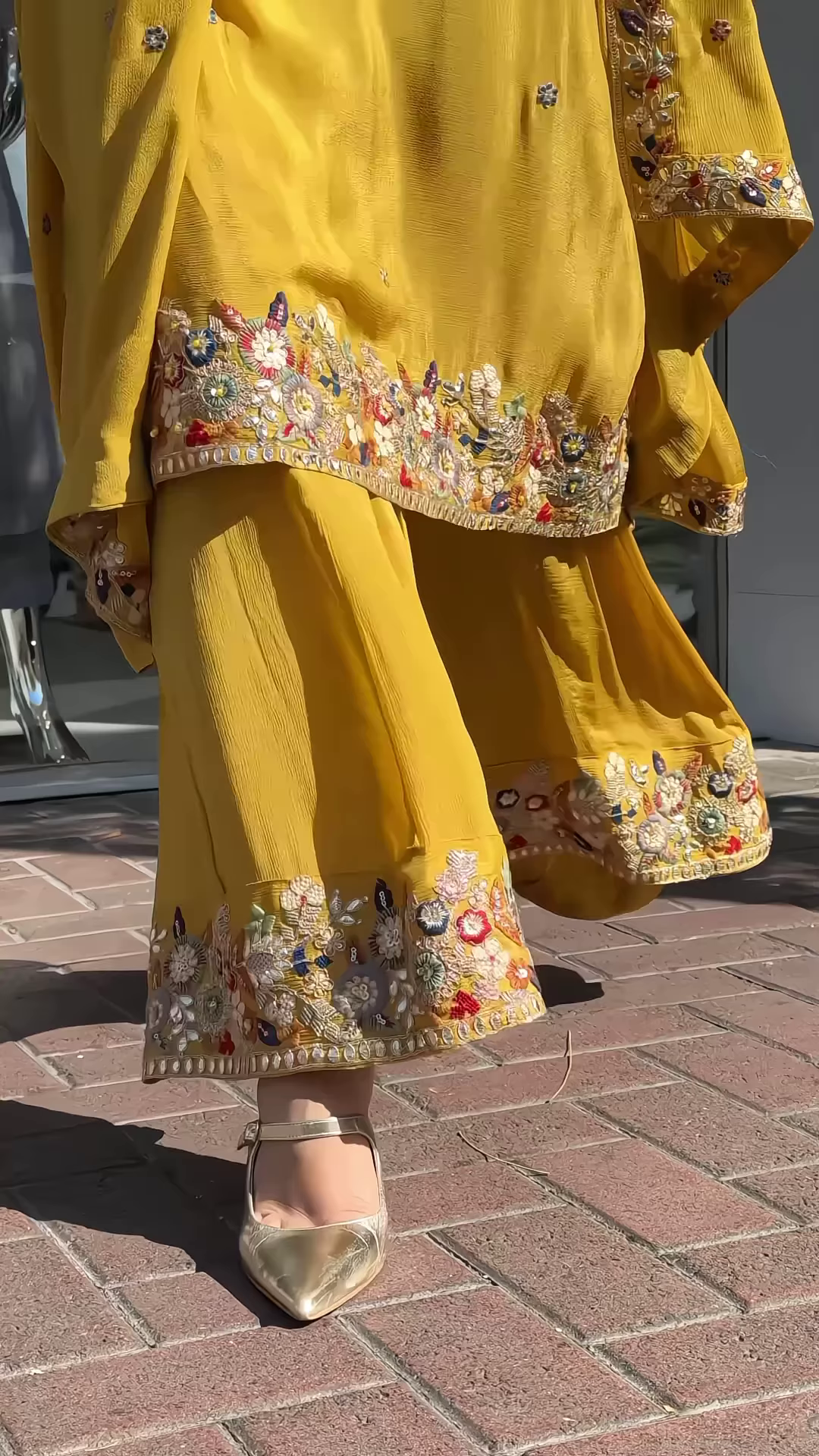 Elegant Embroidered Gharara Suit Set with Matching Dupatta