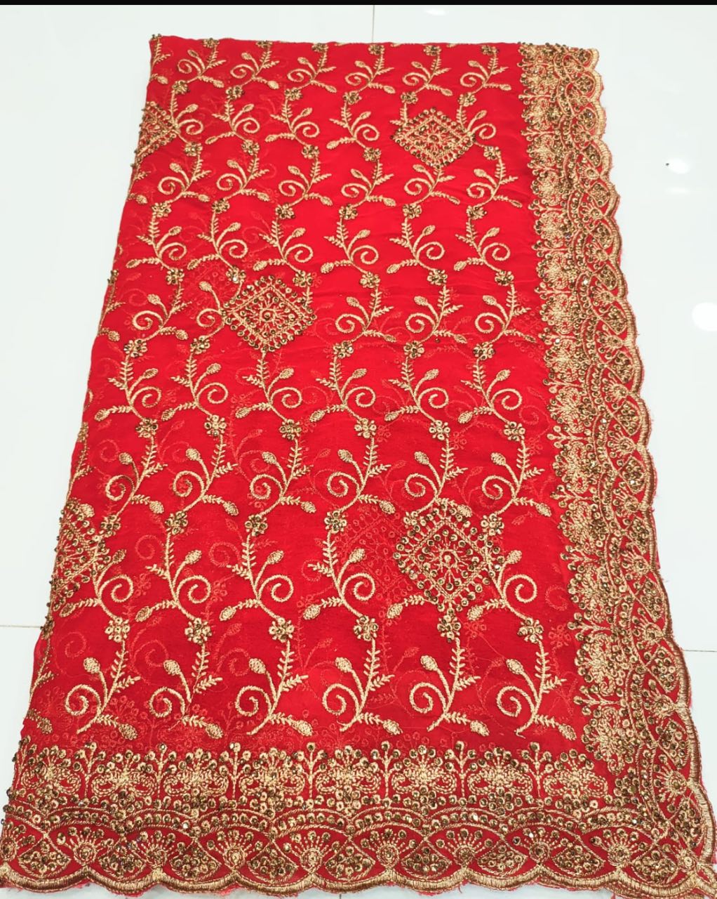 Georgette heavy Saree with golden zari gota work