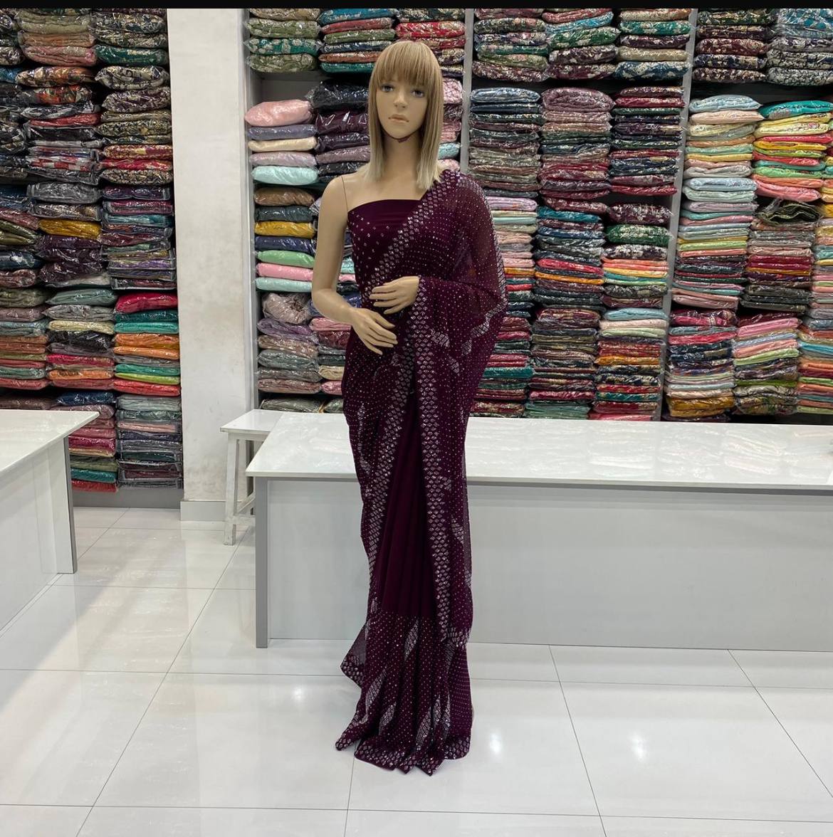SWAROVSKI WORK EMBROIDRED SAREE