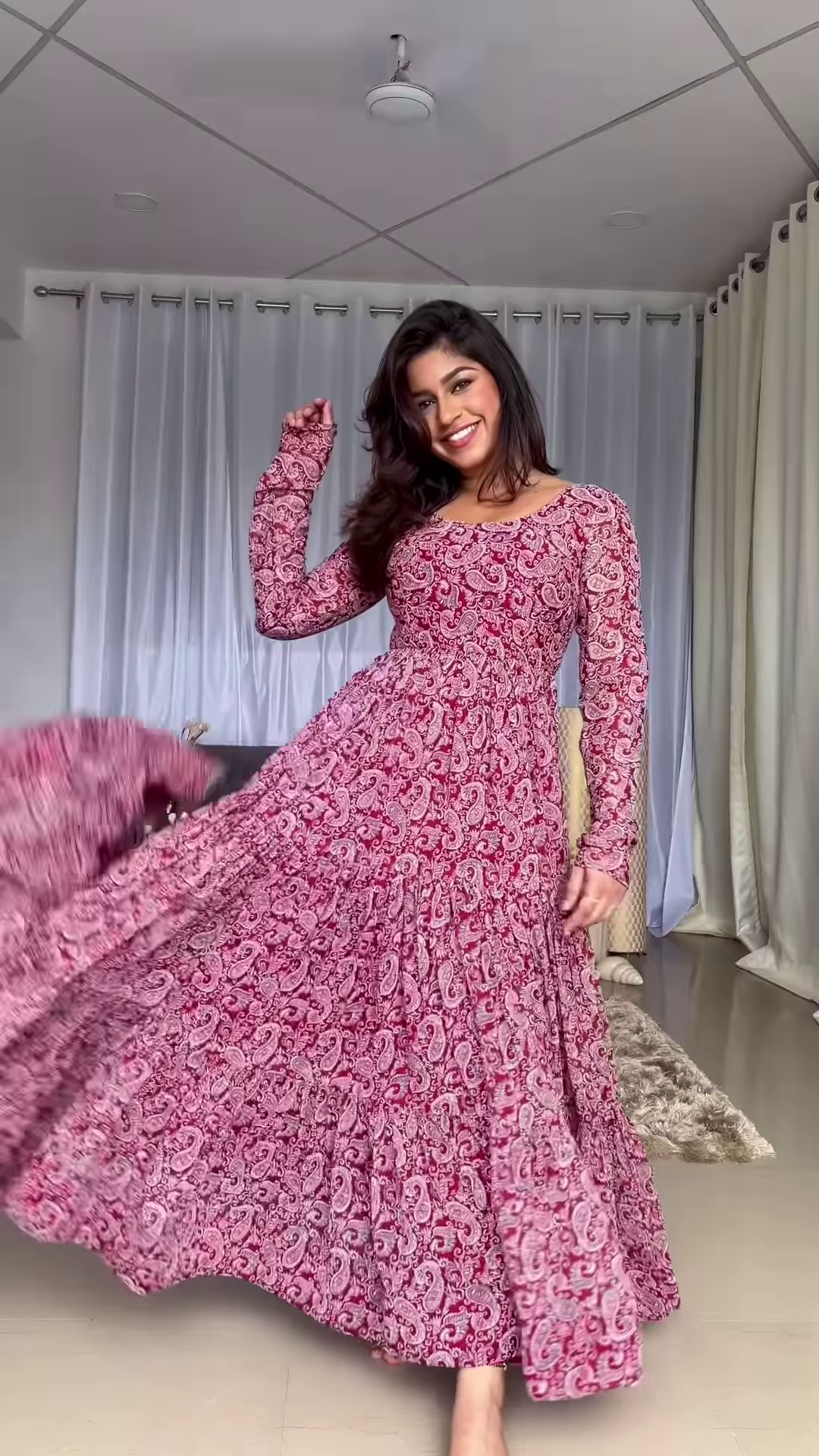 Floral printed tranding Gown Set With embroidery