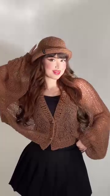 Handcrafted Brown Crochet Shrug with Matching Hat