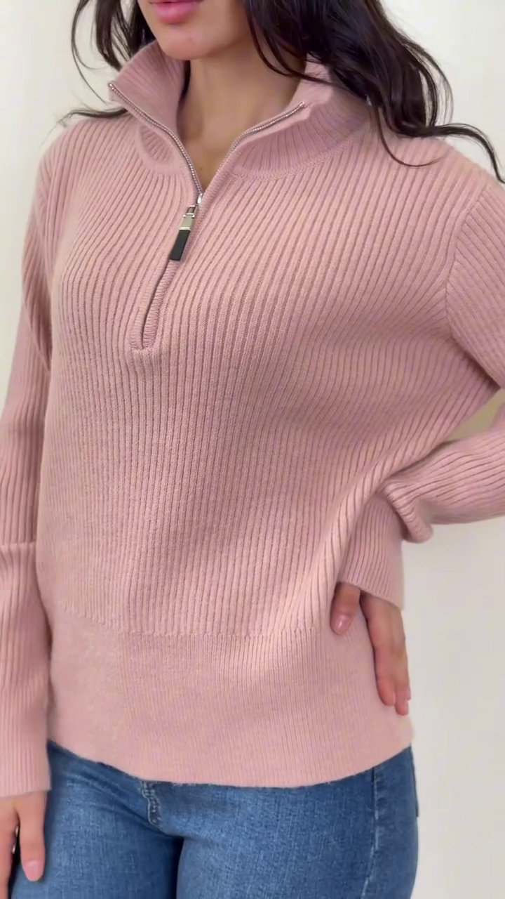 Women’s Off-White Ribbed High Neck Sweater