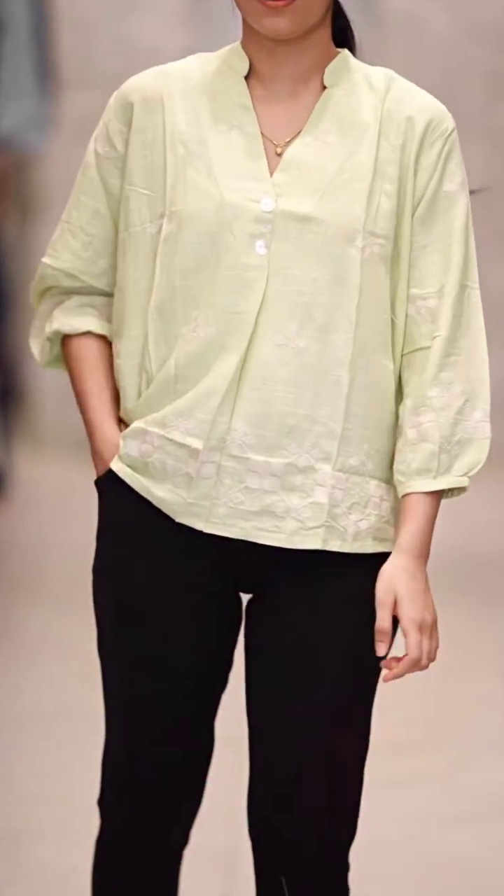 Casual & Office Wear Tunic with Black Floral Pattern