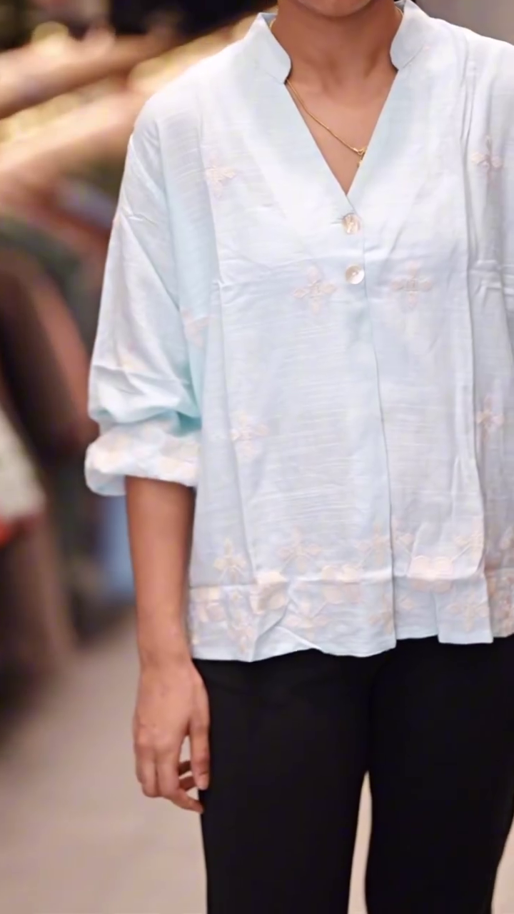 Casual & Office Wear Tunic with Black Floral Pattern