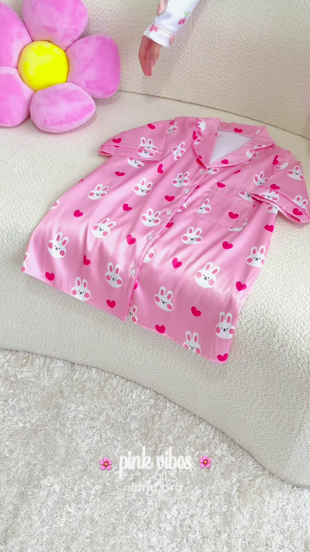 🐰💕 Cute Bunny Print Satin Nightshirt – Pink Dreams Edition 🌙✨