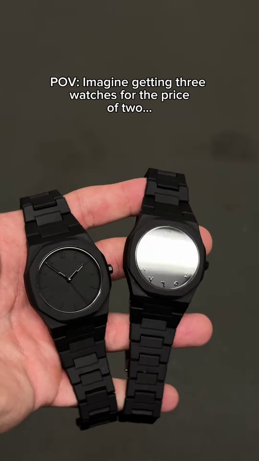 Sleek Matte Black Minimalist Watches – Set of Two