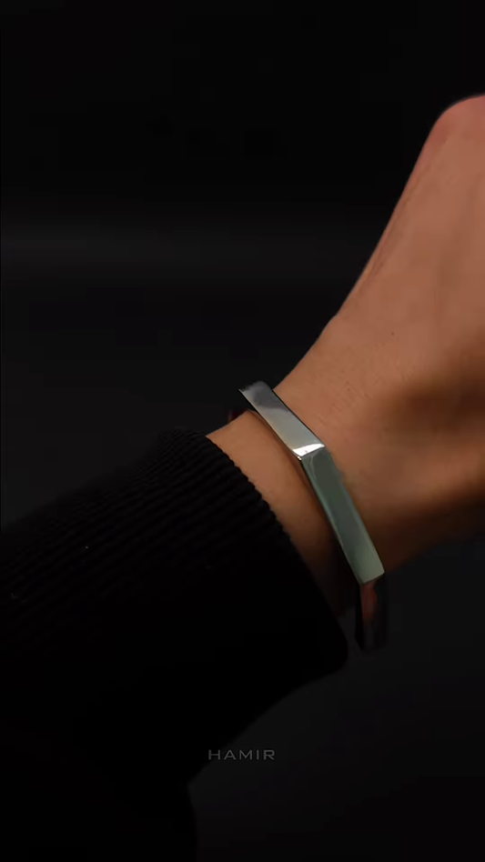 Modern Sleek Silver Bangle Bracelet