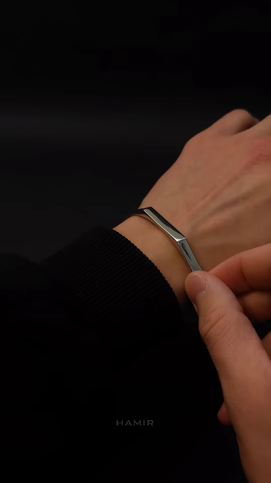 Modern Sleek Silver Bangle Bracelet