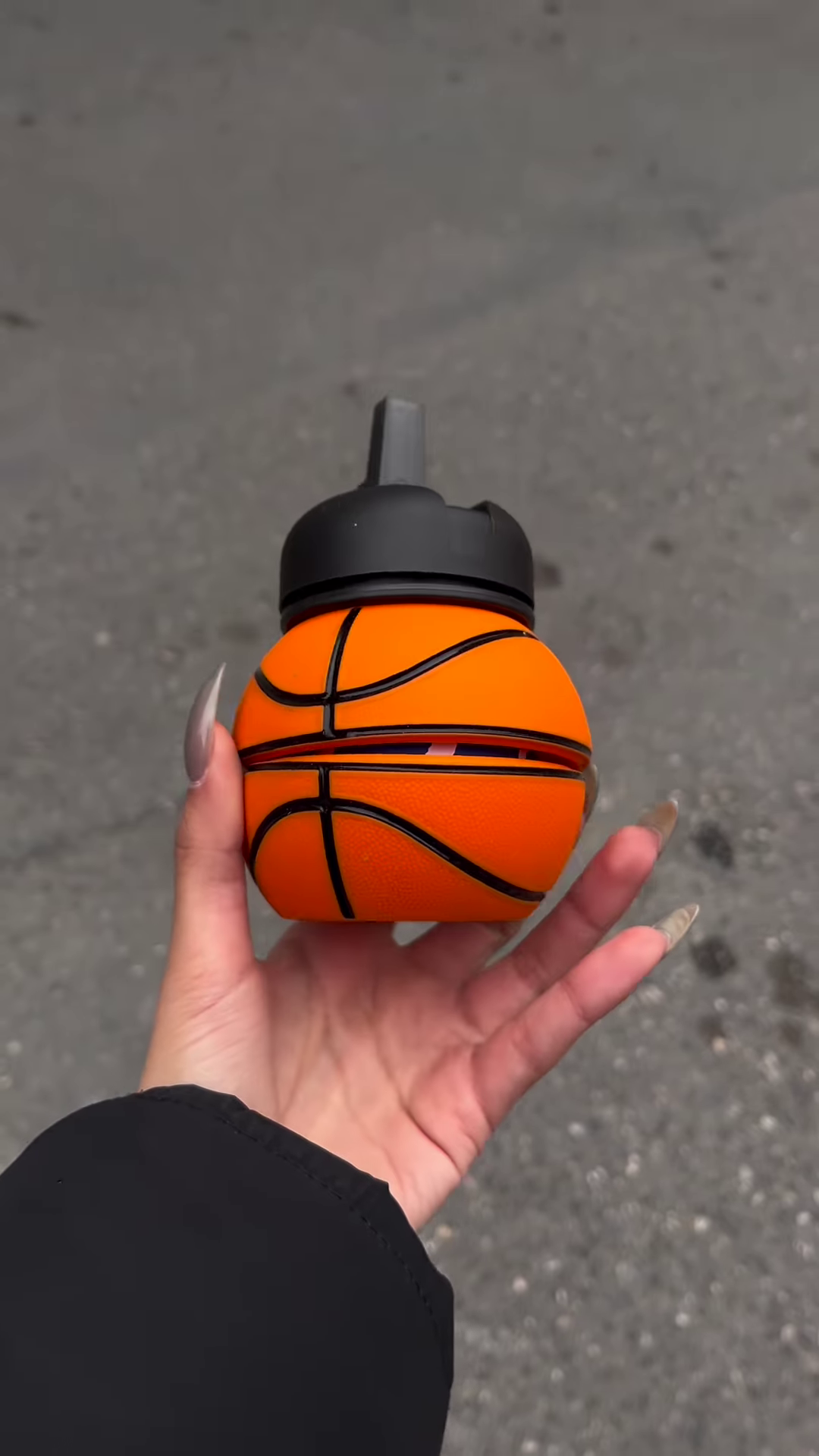Fun Basketball-Shaped Water Bottle with Player Silhouettes