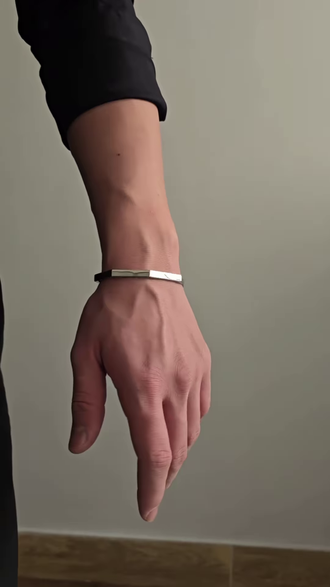 Sleek Silver-Tone Open Cuff Bracelet for Men