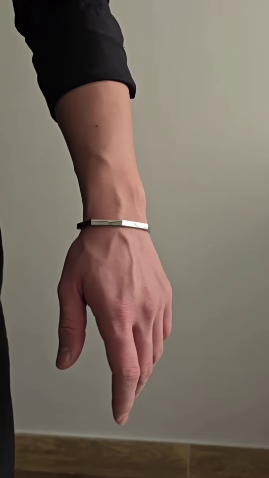 Sleek Silver-Tone Open Cuff Bracelet for Men
