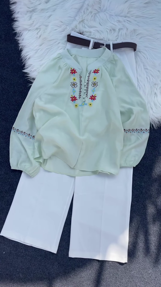 Multicolor Floral Embroidered Shirt Collection – Casual Ethnic Tops for Women