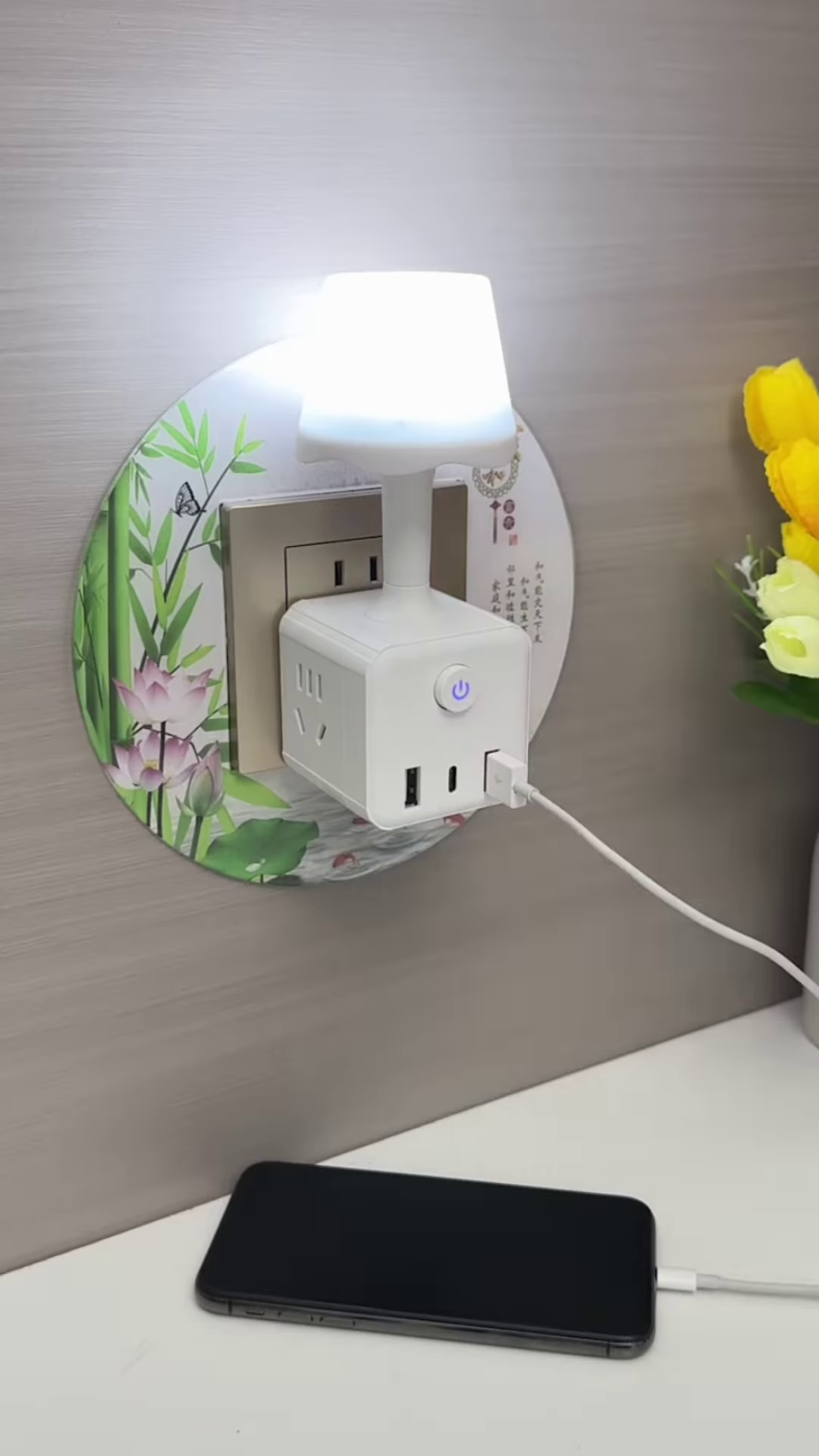 🌟 3-in-1 Smart Wall Socket Extension with USB & Night Light – The Ultimate Power Hub for Modern Homes!