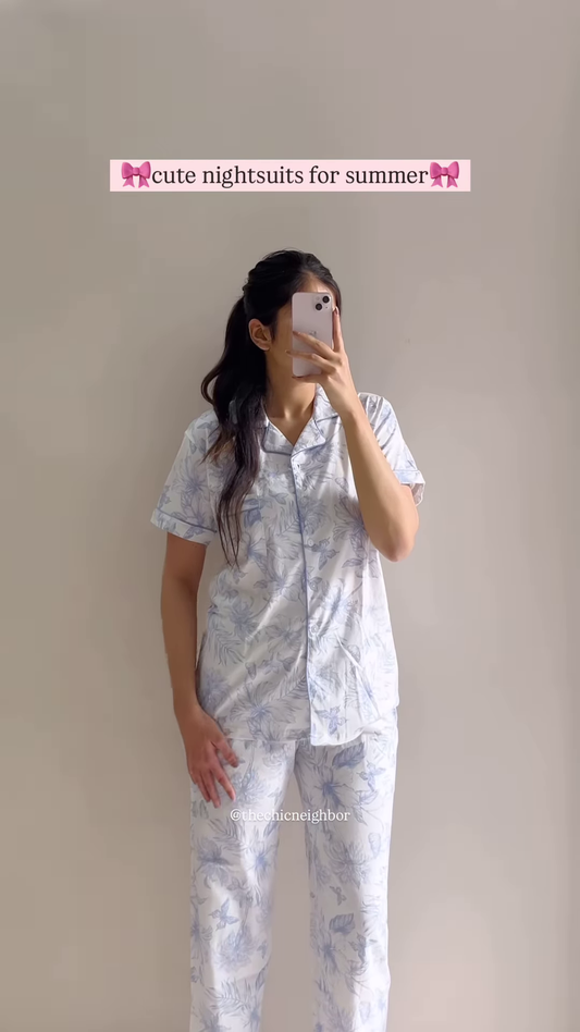 Lightweight Floral Print Women’s Short Sleeve Pajama Set for Summer
