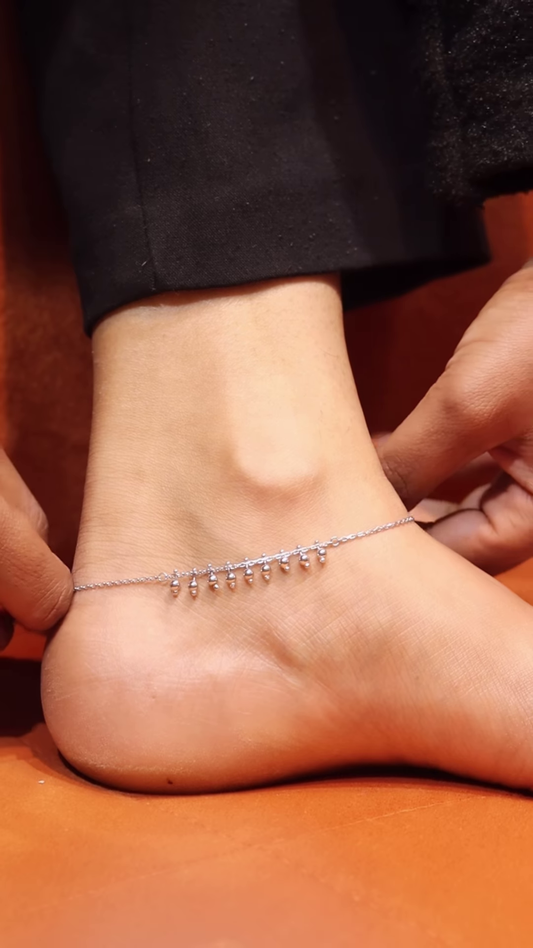 Delicate Sterling Silver Anklet with Bell Charms for Women