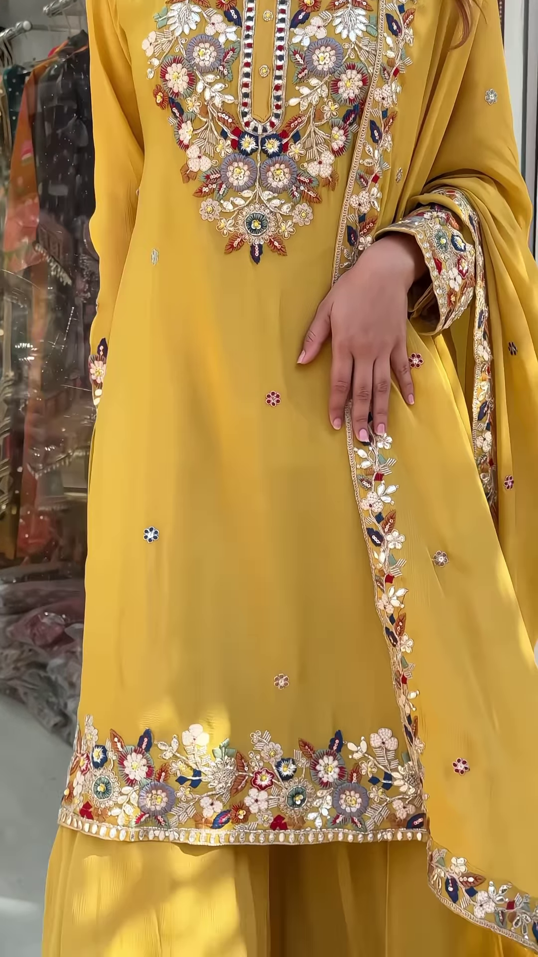 Elegant Embroidered Gharara Suit Set with Matching Dupatta