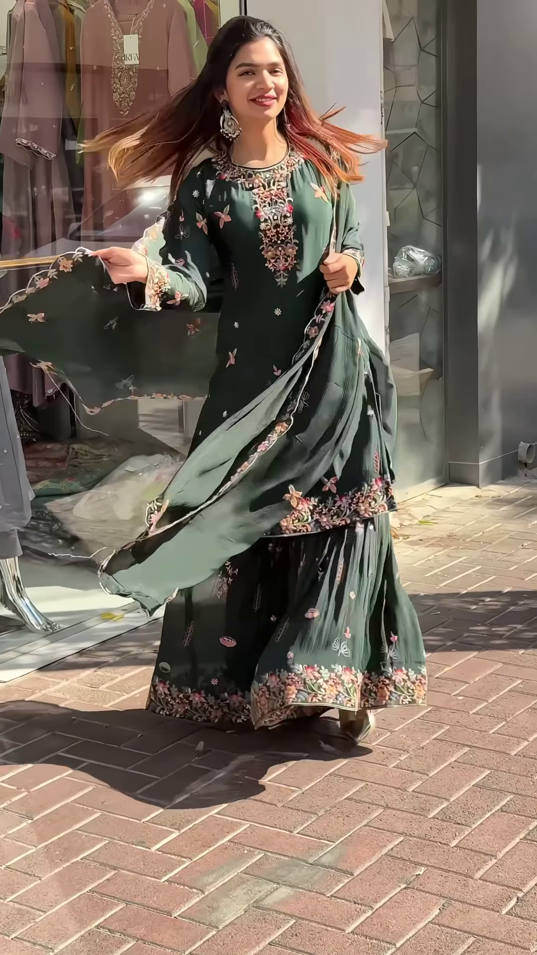 Elegant Embroidered Gharara Suit Set with Matching Dupatta