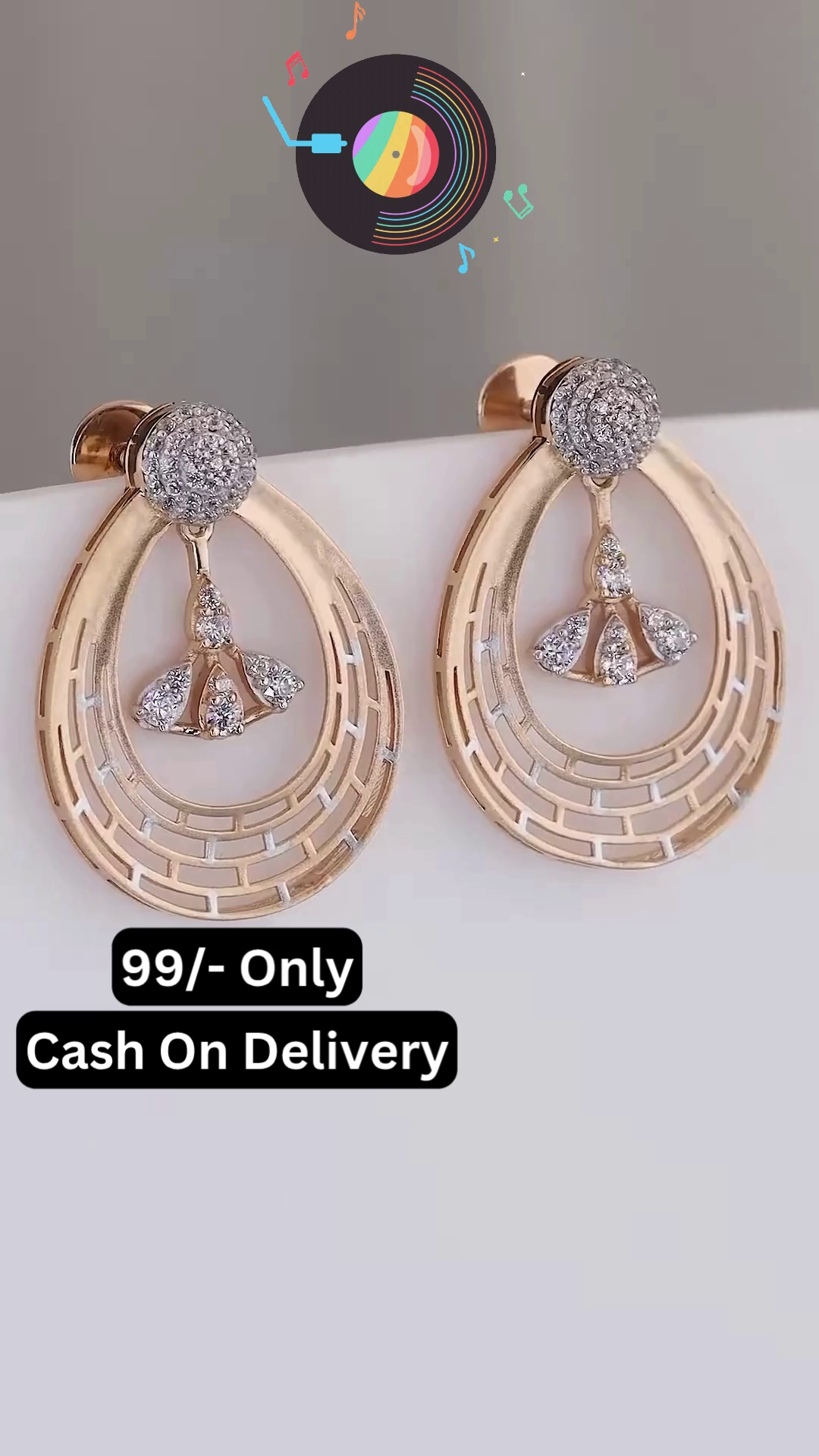 Elegant Rose Gold-Toned Necklace and Earring Set with Intricate Fan Motifs and Pave Sparkle