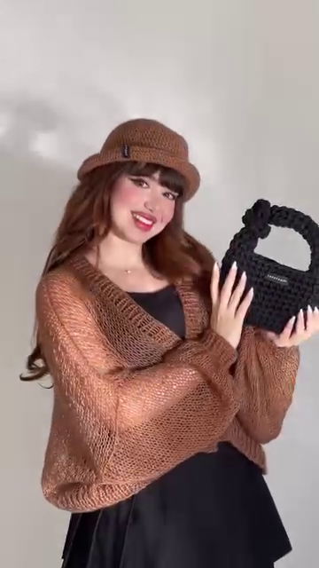Handcrafted Brown Crochet Shrug with Matching Hat