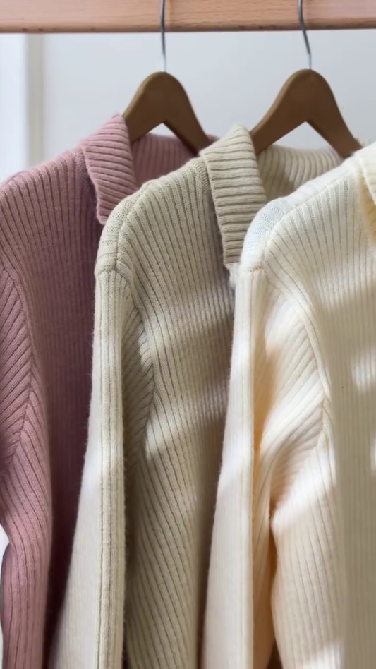 Women’s Off-White Ribbed High Neck Sweater